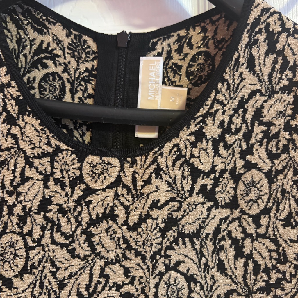 Michael Kors Black And Gold Patterned Dress